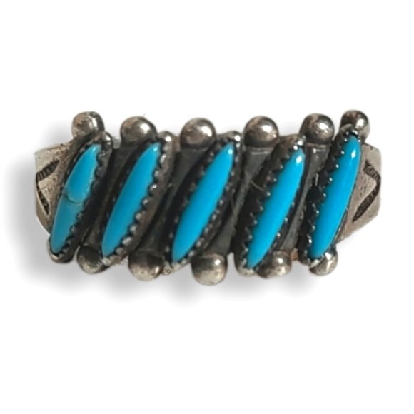 Vintage Sterling Silver Zuni Turquoise Size 6 Ring - Picture 1 of 4